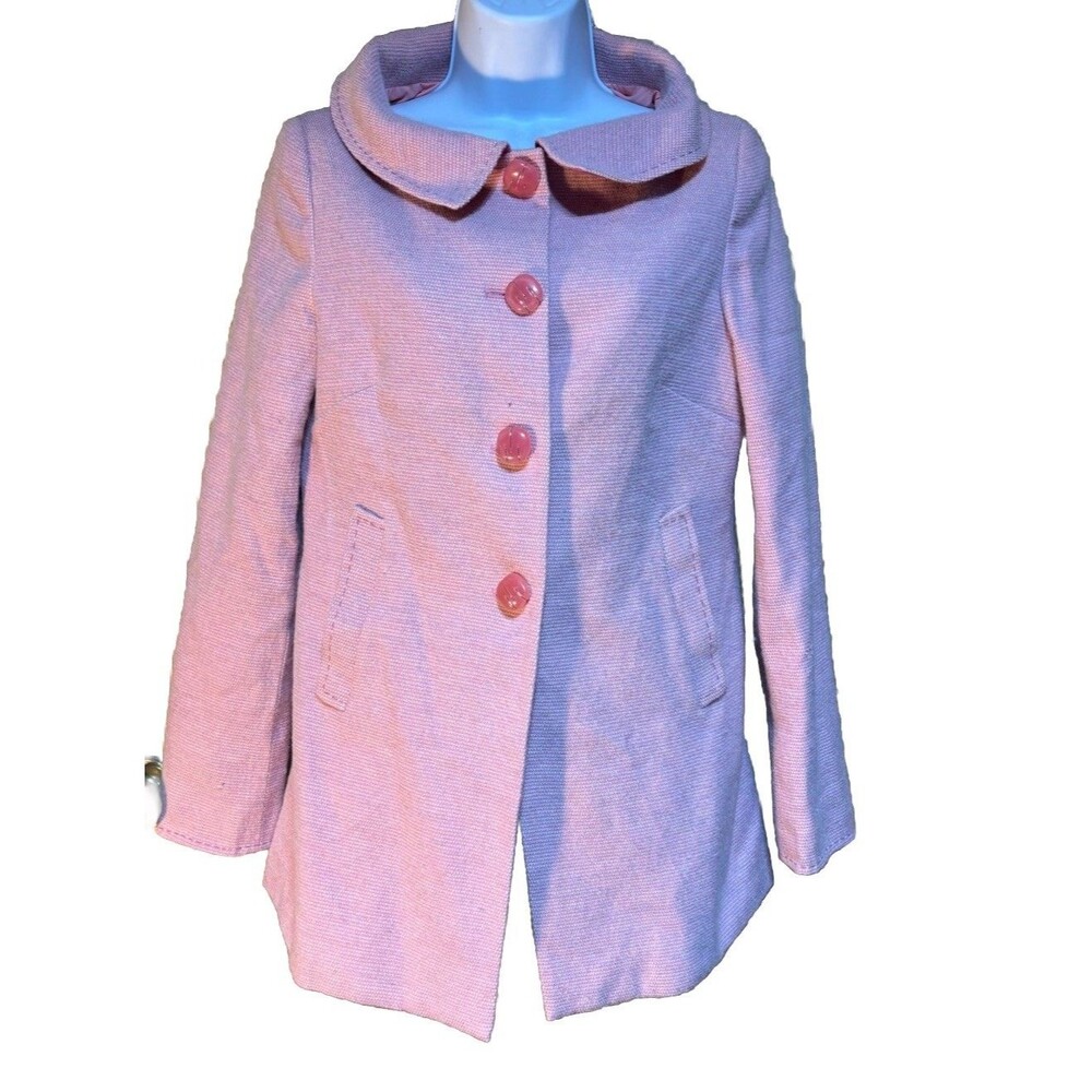 Elie Tahari Pink Tweed Suit Jacket Or Stand Alone Coat Chic Buttons Size 6
